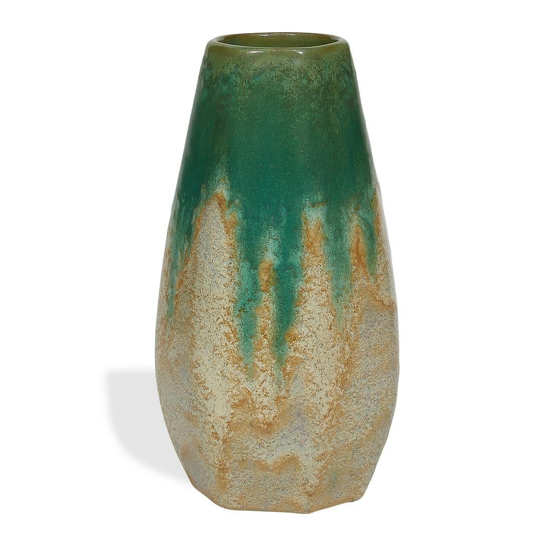 Fulper Pottery Co. Matte Green variation vase: Fulper Pottery Co. Matte Green variation vase Flemington, New Jersey, 1922-1928 matte glazed ceramic stamped racetrack mark 5 3/8"dia x 10 1/4"h