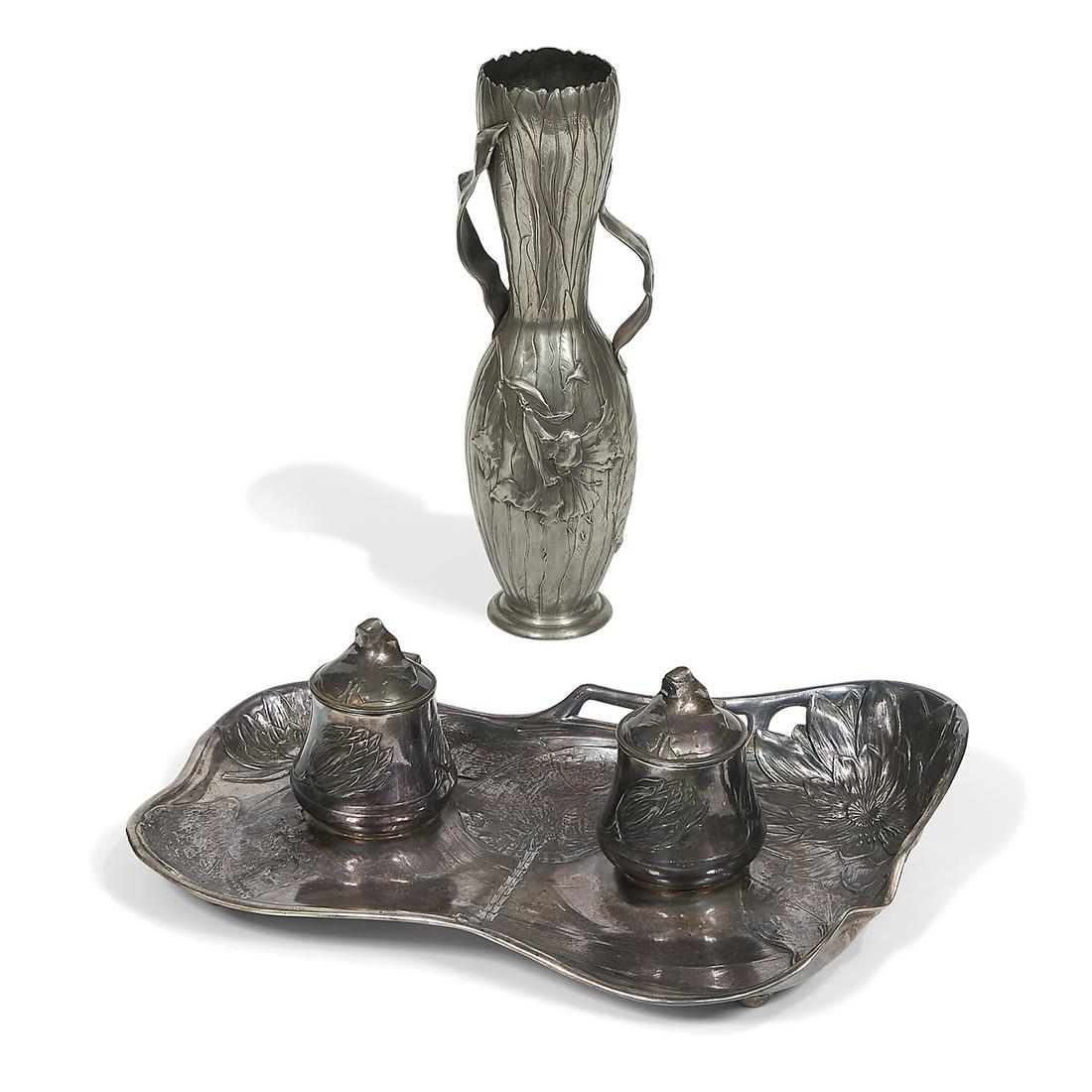 Kayserzinn two articles: encrier and vase (1 of 4)