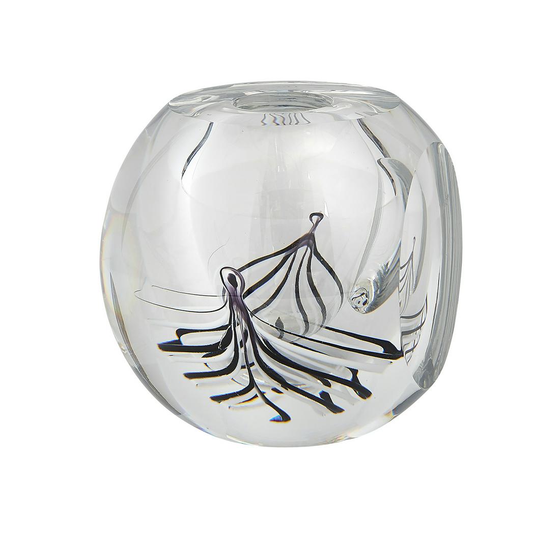 Arne Branzell for Orrefors vase: Arne Branzell (b. 1932) for Orrefors vase Sweden, 1990s glass signed and numbered 5"dia x 5 1/4"h