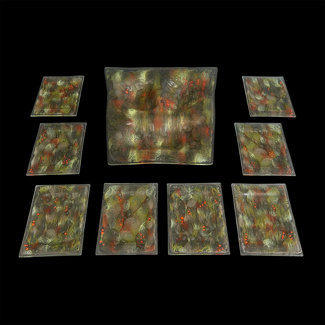 Michael & Frances Higgins trays, set of nine (1 of 2)