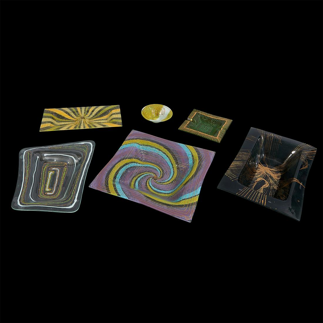 Michael & Frances Higgins glass objects, six (1 of 2)