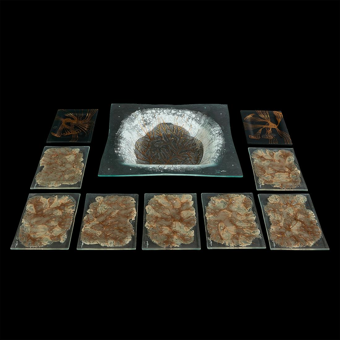 Michael & Frances Higgins glass trays, set of 10 (1 of 2)