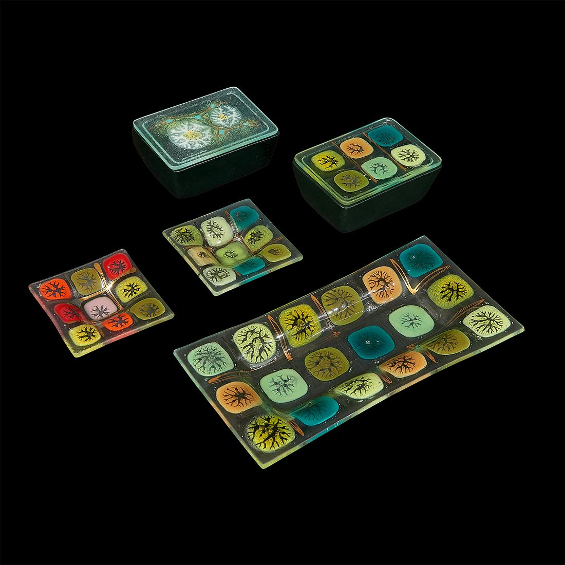 Michael & Frances Higgins glass objects, five (1 of 2)