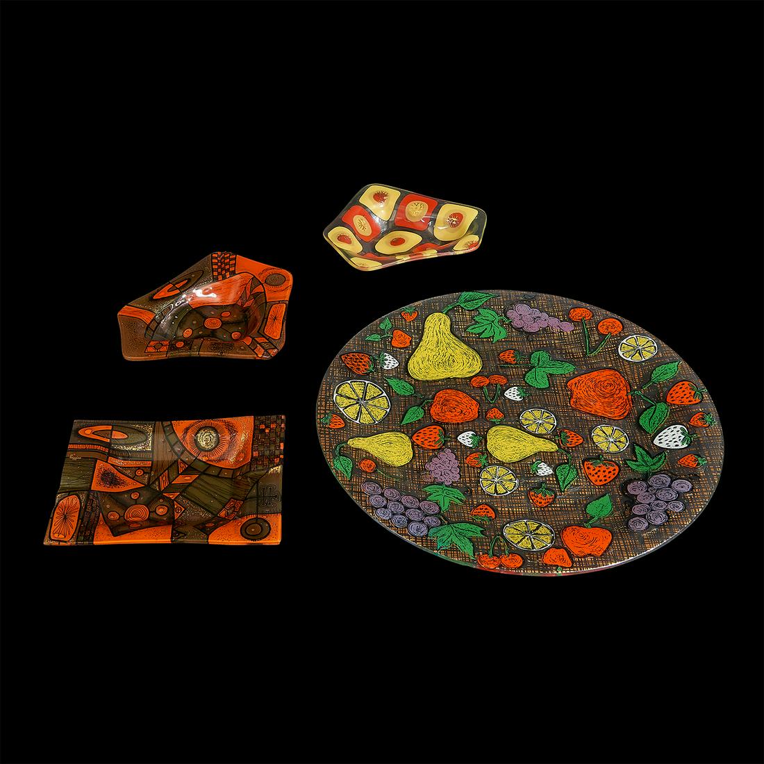 Michael & Frances Higgins glass trays, four (1 of 2)