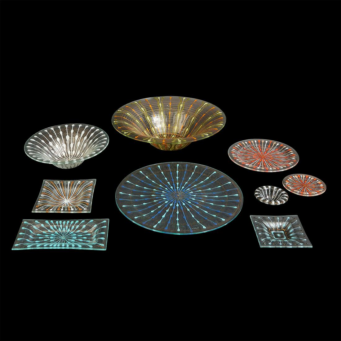 Michael & Frances Higgins glass objects, nine (1 of 2)