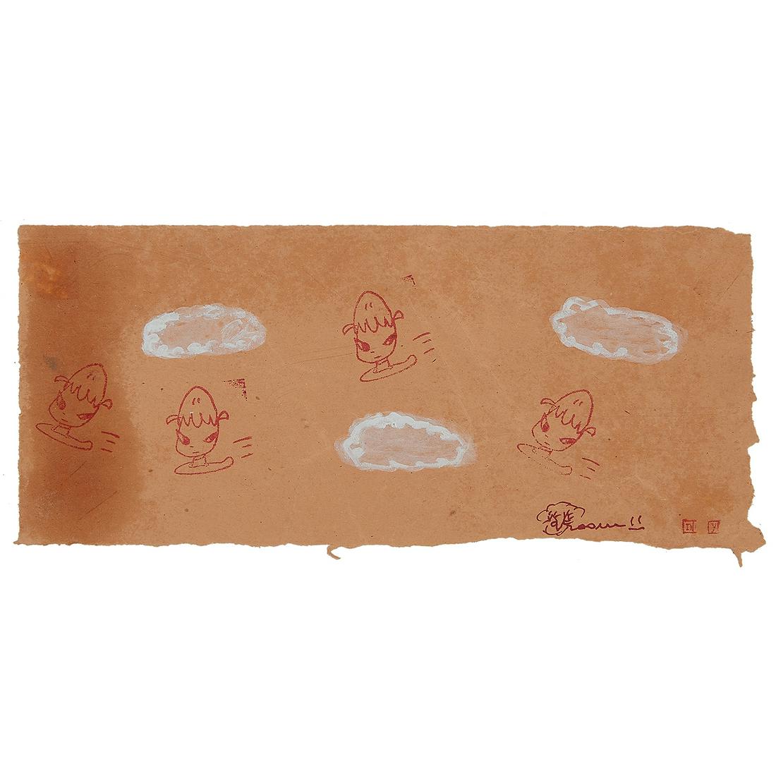 Yoshitomo Nara, Untitled, mixed media on paper (1 of 2)