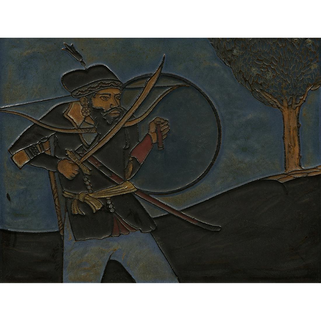 American Encaustic Tile Co. large tile of warrior (1 of 2)