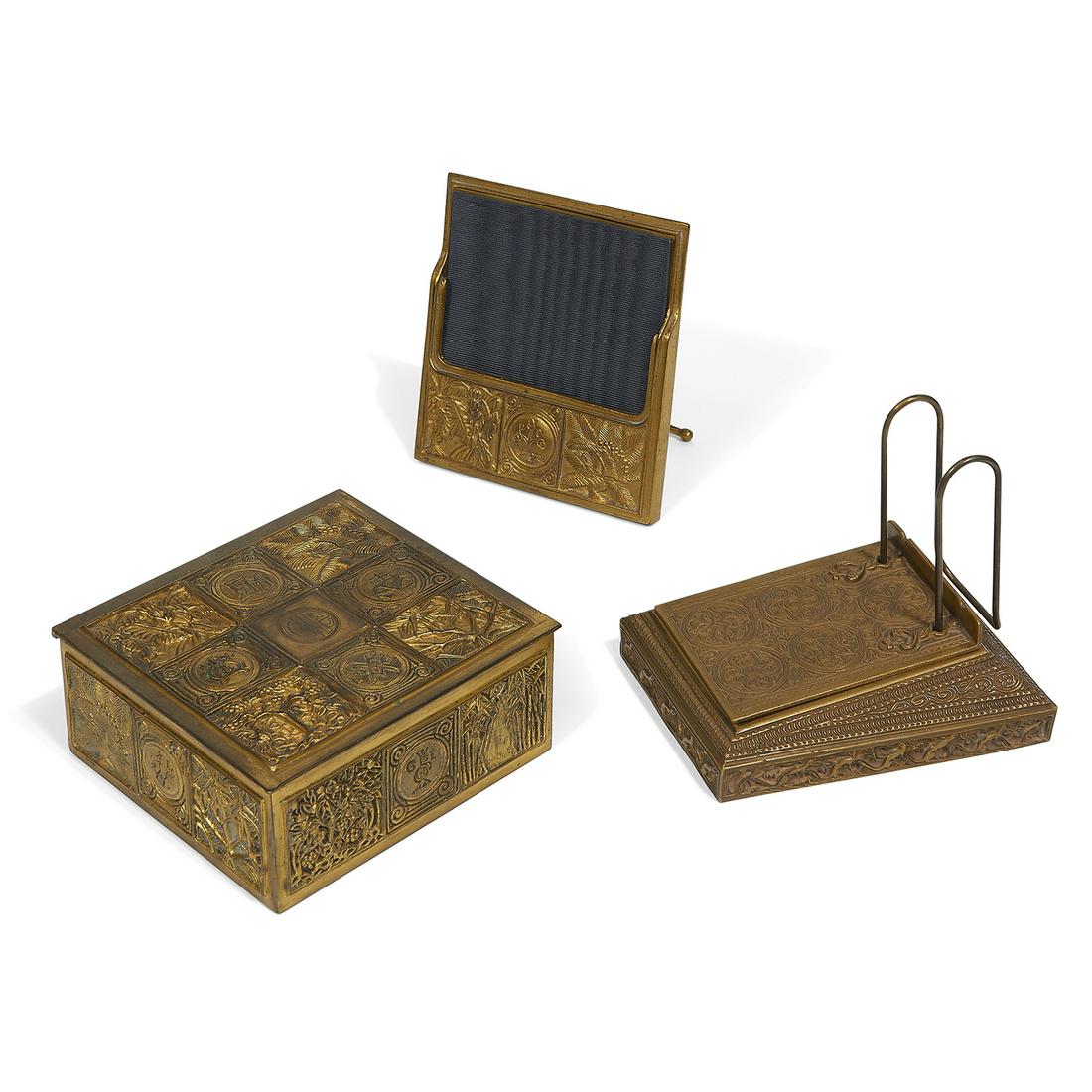 Tiffany Studios desk articles, assembled set (1 of 3)