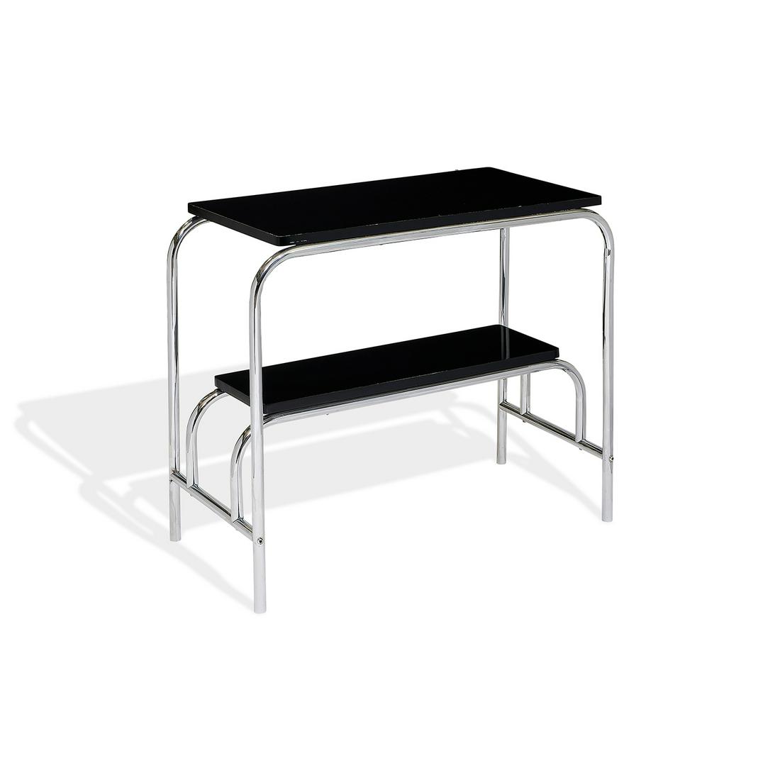 Attributed to Wolfgang Hoffmann console table: Attributed to Wolfgang Hoffmann (1900-1969) for Howell Furniture Company console table St. Charles, Illinois, circa 1930 chrome-plated steel, lacquered wood unmarked 35 5/8"w x 18 1/4"d x 30 1/8"h