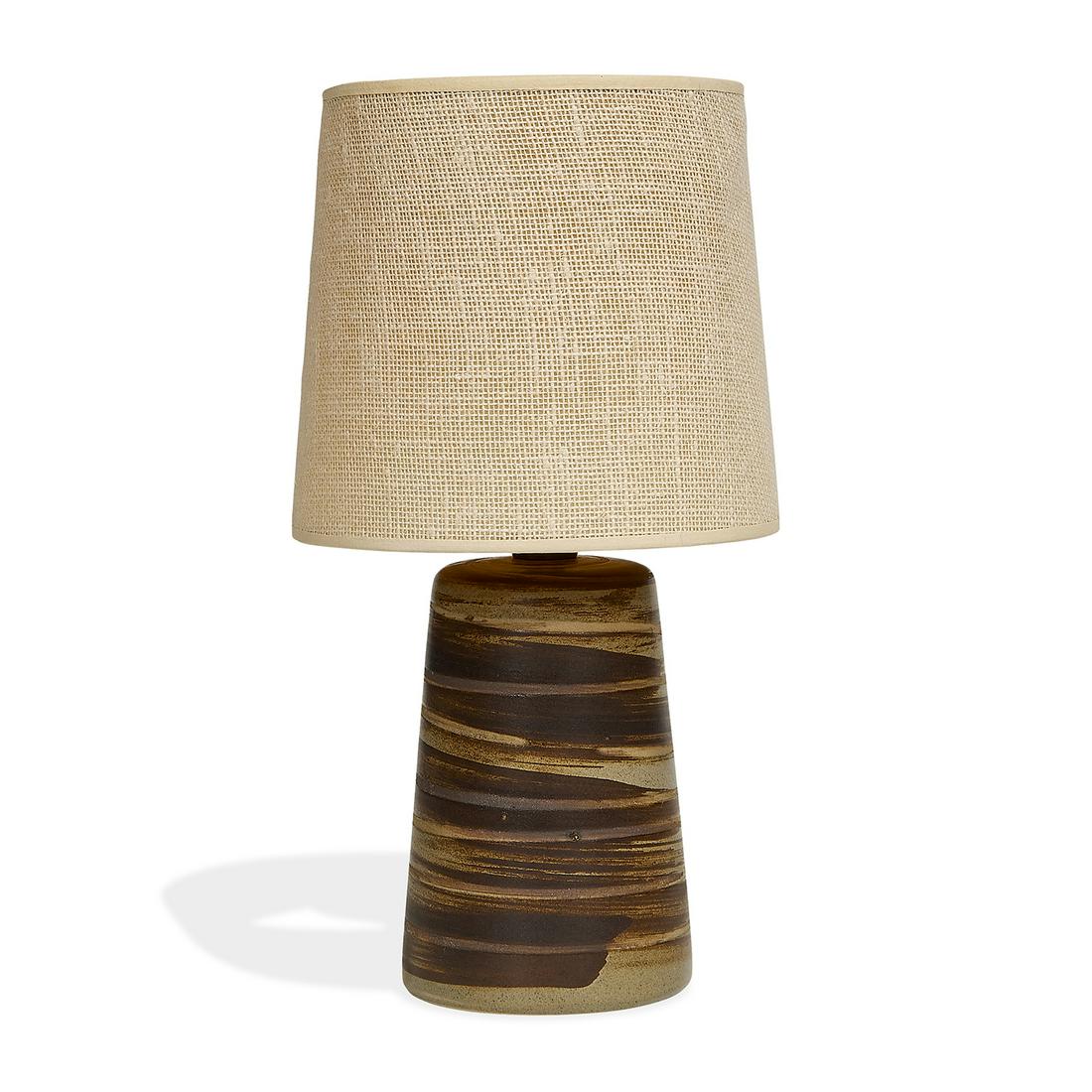 Gordon Martz & Jane Marshall petite lamp: Gordon Martz (1924-2015) & Jane Marshall Martz (1929-2007) for Marshall Studios petite lamp Veedersburg, Indiana, 1950s glazed ceramic signed 'Martz' 7"dia x 13"h Provenance: The Estate of Dr. Elizabe