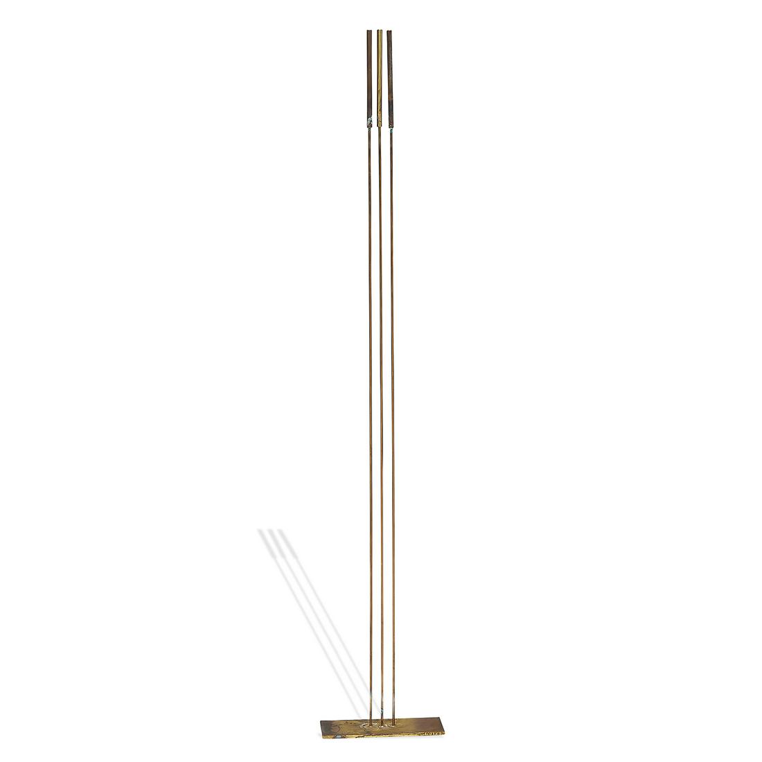 Val Bertoia sounding sculpture, #B-2123-T: Val Bertoia (b. 1949) sounding sculpture, #B-2123-T Bertoia Studios, USA, 2019 beryllium-copper 'cattail' tops silvered to beryllium-copper rods, brass base etched signature and numbers to base sold w