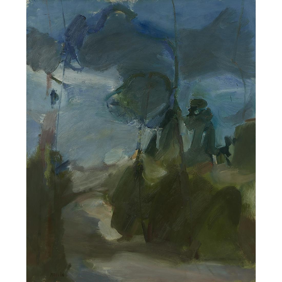 Joël Moulin, Untitled, oil on canvas: Joël Moulin (French, b. 1935) Untitled oil on canvas signed lower left 39 3/8" x 32" Provenance: Galerie Visconti, Paris, France / Christian Humann, New York, New York (label verso)