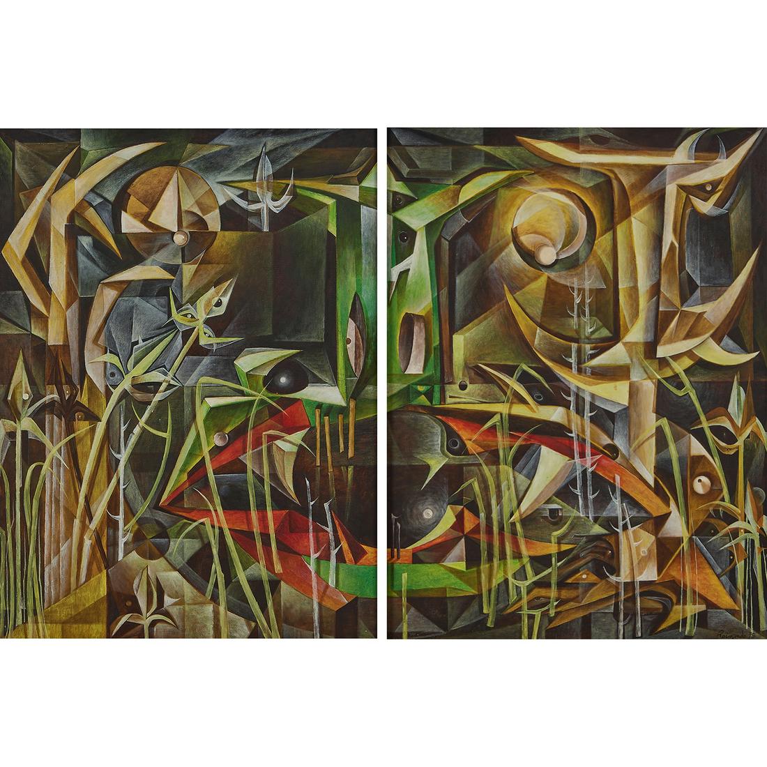Attr. to Raimundo Garcia, Cubist Landscape, two (1 of 5)