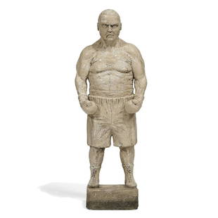 Lars Calmar, Boxer-Standing, 2008: Lars Calmar (Danish, b. 1968) Boxer-Standing, 2008 glazed porcelain signed lower right 23 1/8"h x 8 1/2"w x 5 1/4"d Provenance: Galleri Udengaard, Aarhus, Denmark Acquired from the above by the presen