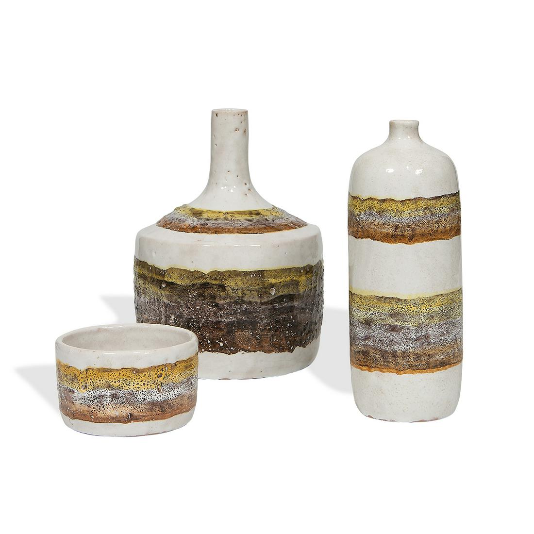 Bitossi, Distributed by Raymor two vases and bowl (1 of 2)