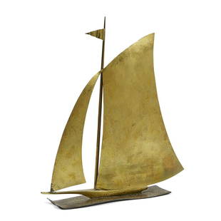 Richard Rohac boat sculpture: Richard Rohac (1906-1956) boat sculpture Austria, 1940s bronze, brass impressed marks 10 1/4"w x 2"d x 11 1/2"h