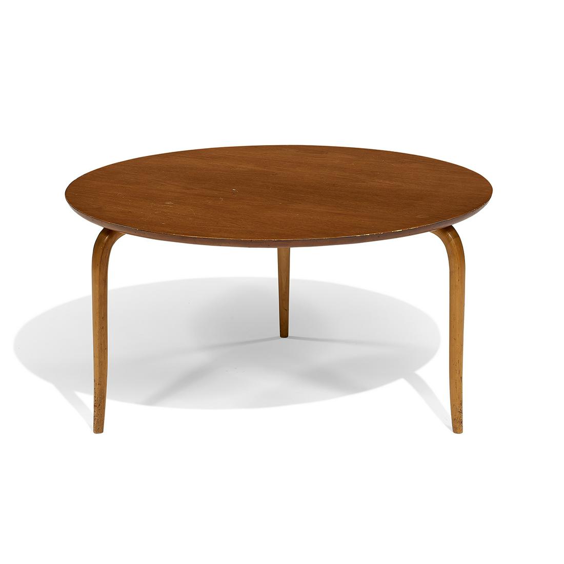 Bruno Mathsson for Firma Karl Mathsson table: Bruno Mathsson (1907-1988) for Firma Karl Mathsson Annika table Varnamo, Sweden, 1950s teak, beech branded mark to base 35 3/4"dia x 19"h
