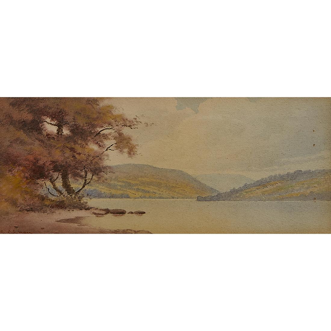 Samuel Colman, Hudson River Landscape, watercolor (1 of 2)