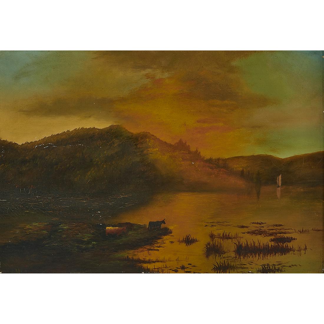 Hudson River School, River Scene at Dusk, 1874 (1 of 2)
