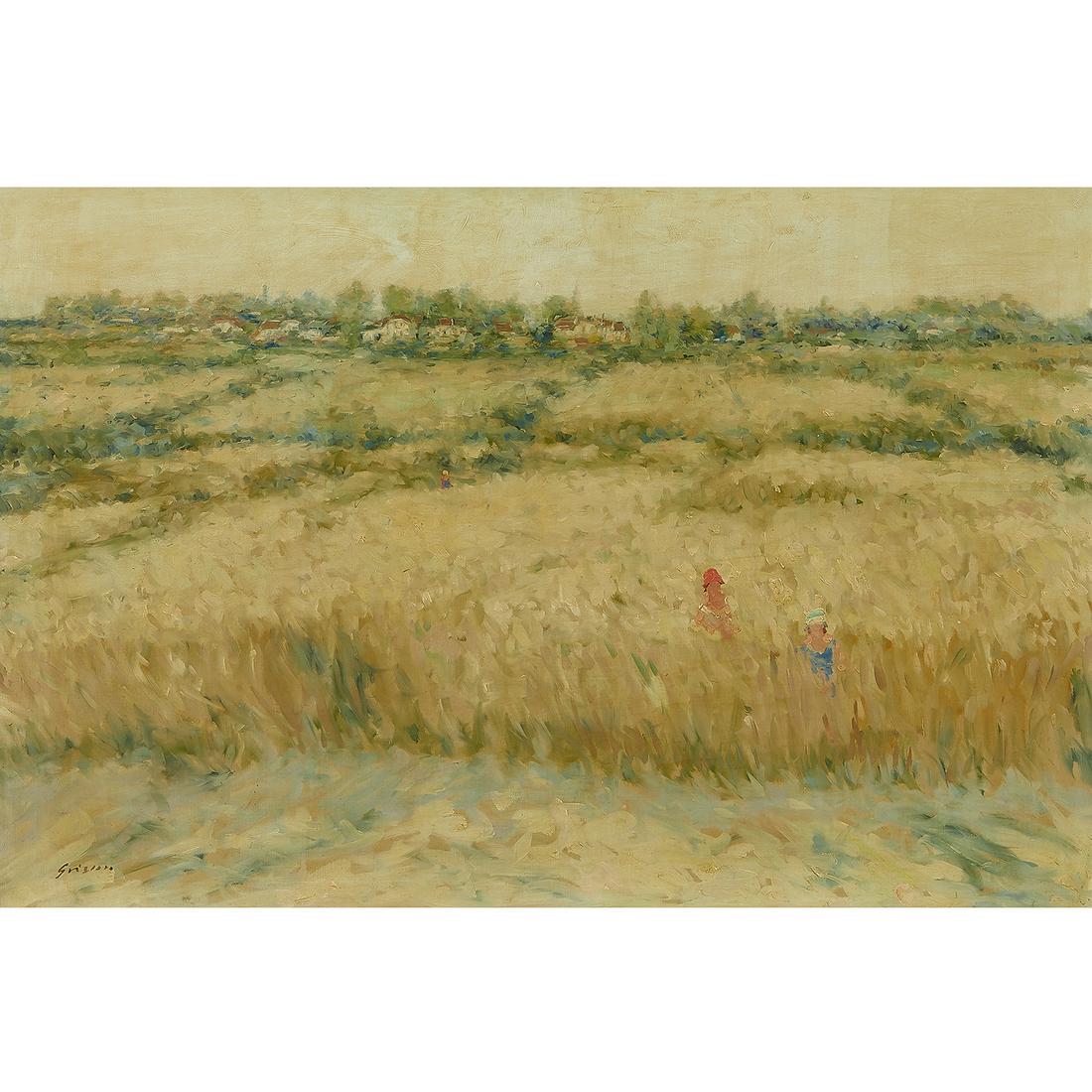André Gisson, In the Field, oil on canvas: André Gisson (American, 1921-2003) In the Field oil on canvas signed lower left 24" x 36"