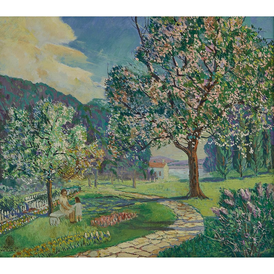 Carl Krafft, Spring Time, oil on canvas (1 of 2)