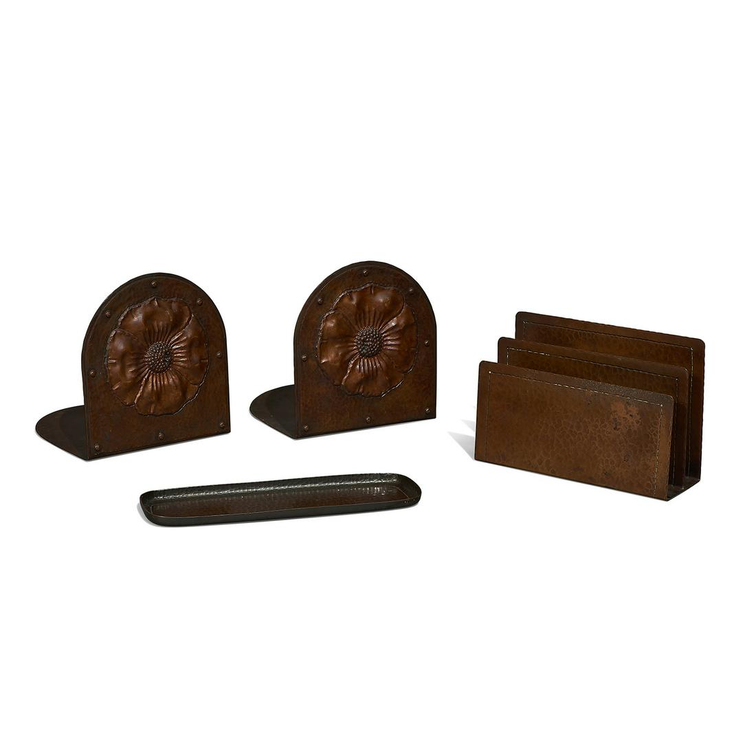 The Roycrofters Poppy bookends, letter holder… (1 of 2)