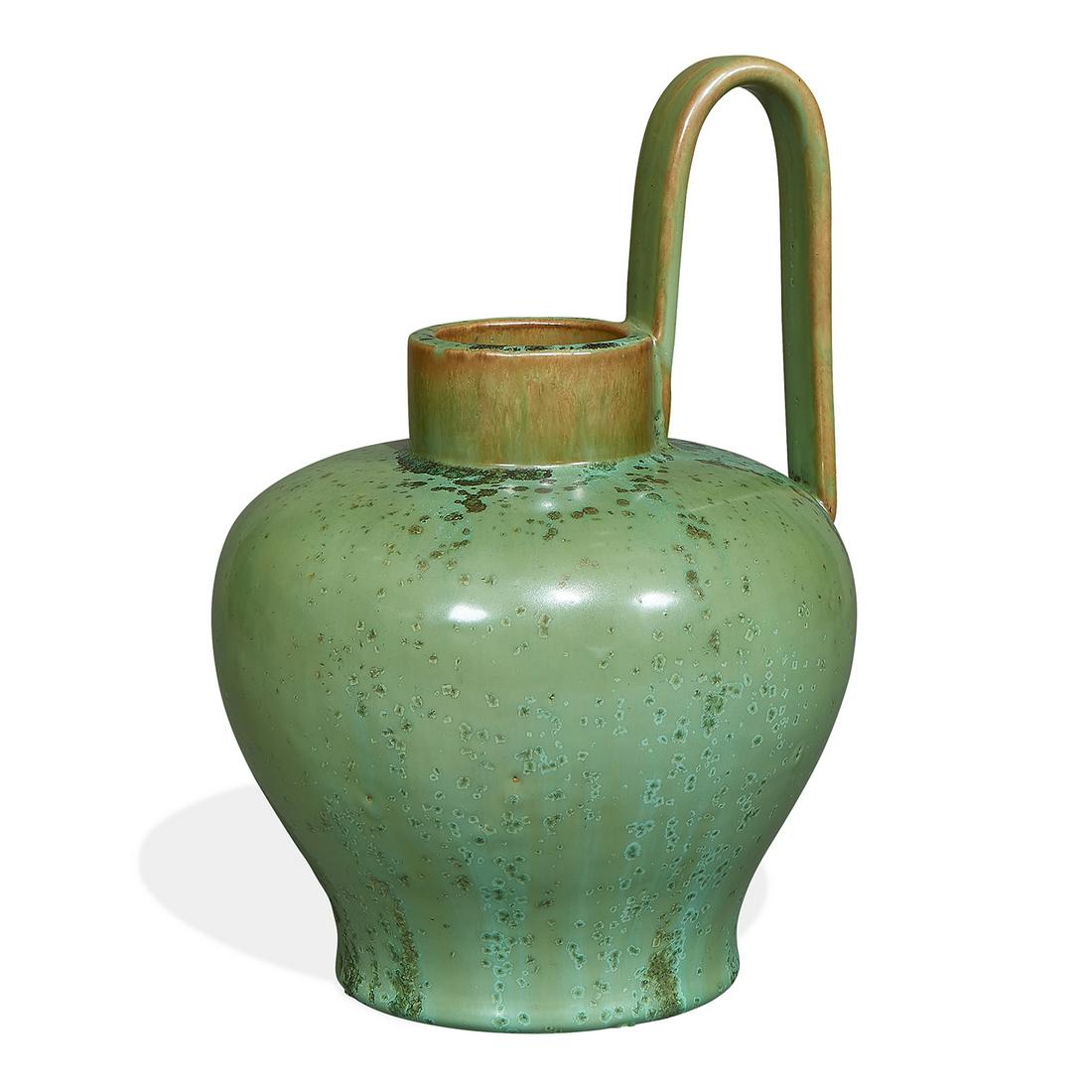 Fulper Pottery Co. Green Crystalline flower jug, #571 (1 of 4)