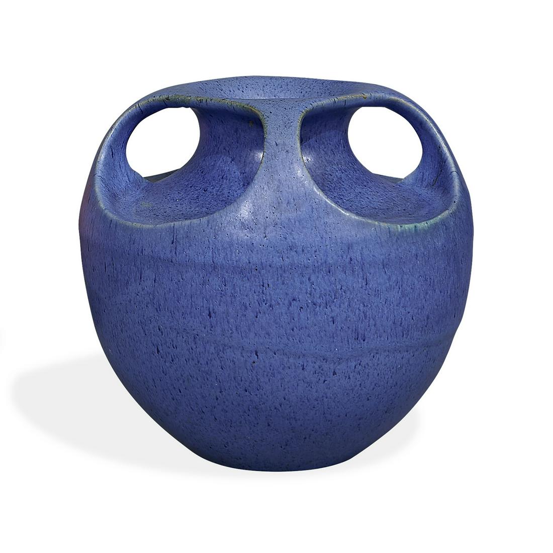 Fulper Pottery Co. four-handled Matte Blue vase (1 of 3)