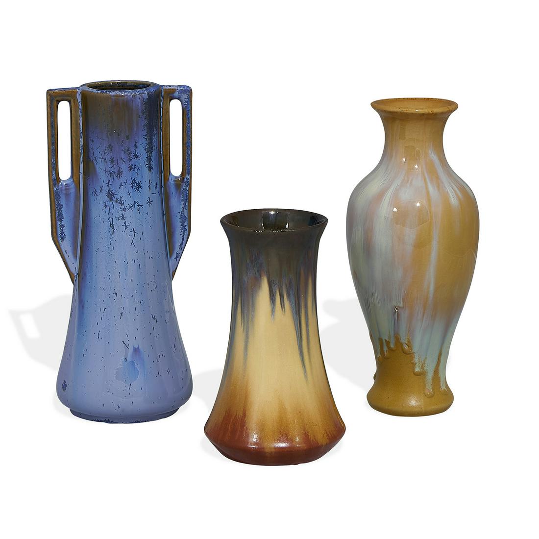 Fulper Pottery Co. group of vases, three (1 of 3)