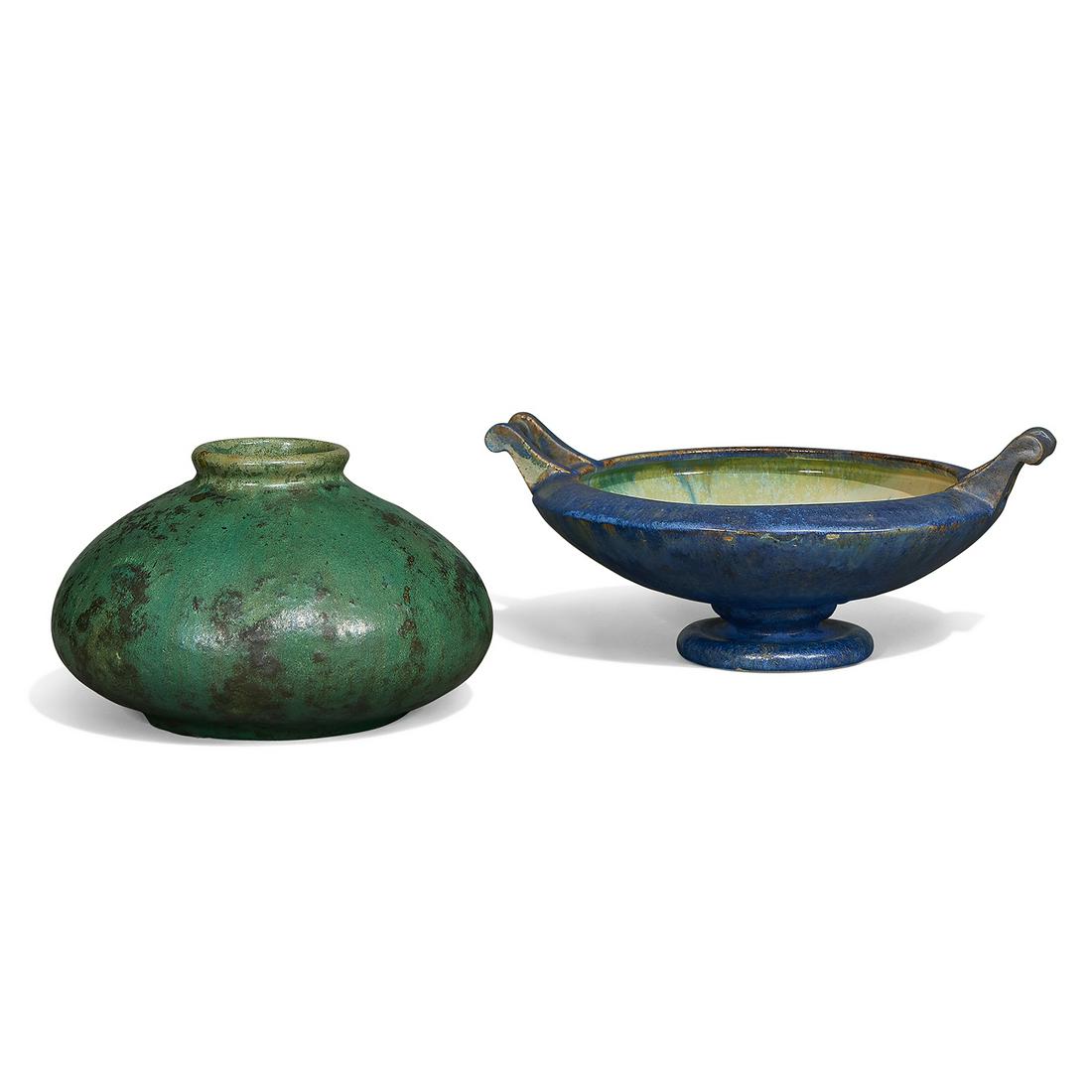 Fulper Pottery Co. bowl, 506 and squat vase, #657 (1 of 3)