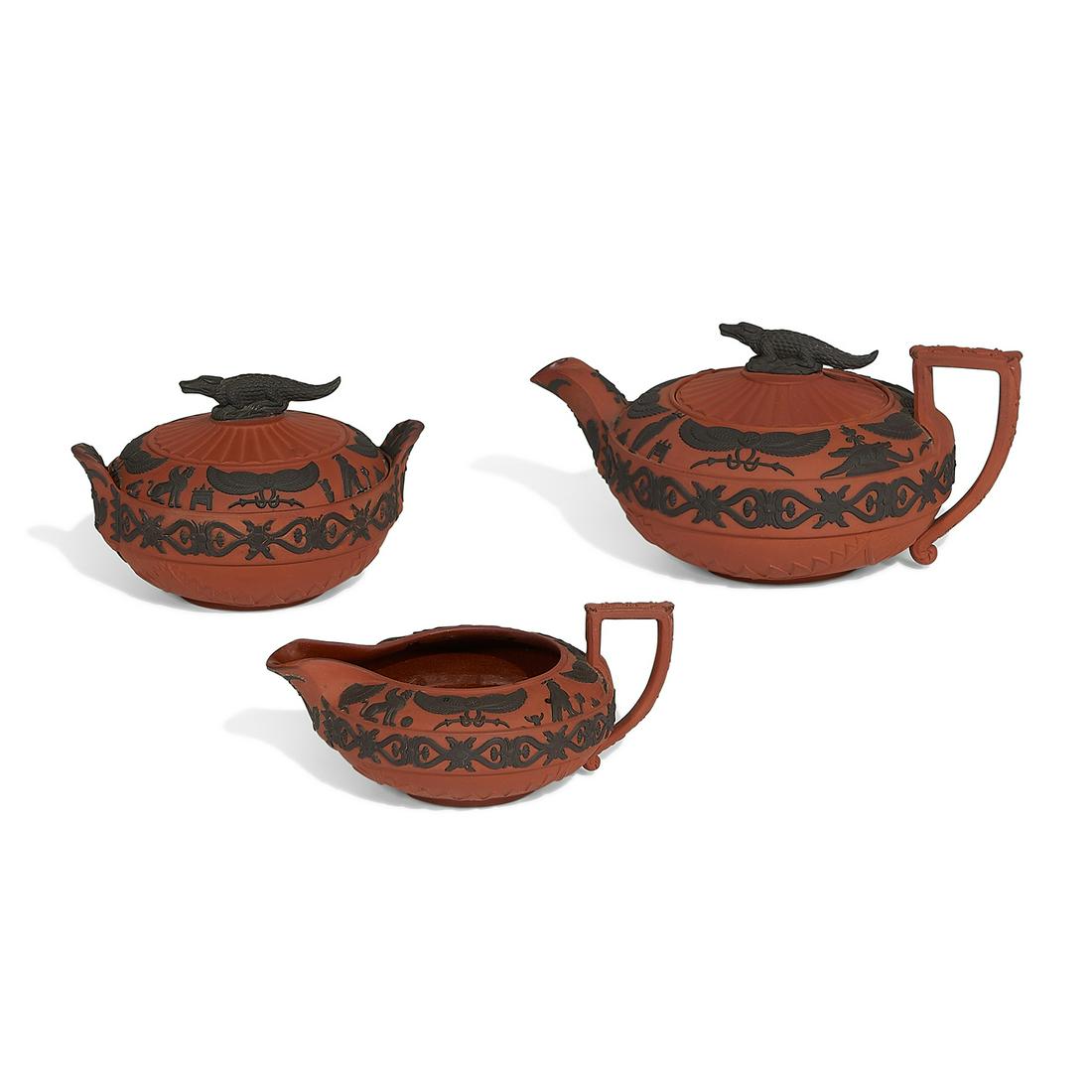 Wedgwood Rosso Antico Egyptian motif tea service (1 of 3)