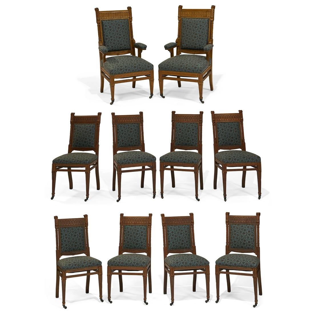 Attr. Herter Brothers dining chairs, set of 10 (1 of 9)