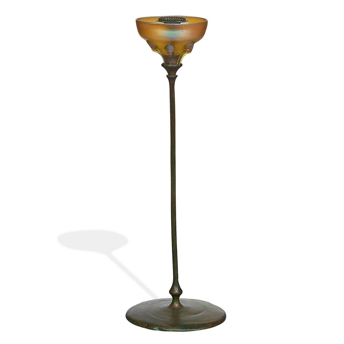 Tiffany Studios candlestick w/ rare champagne cup (1 of 5)