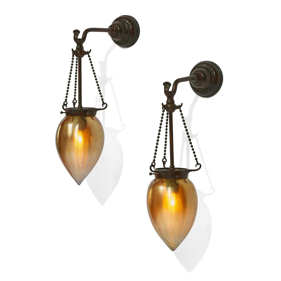 Tiffany Studios wall sconces, pair (1 of 3)