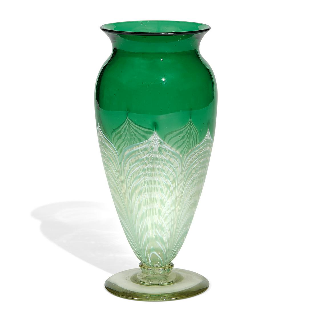 Vineland Flint Glass Works, Durand footed vase (1 of 3)