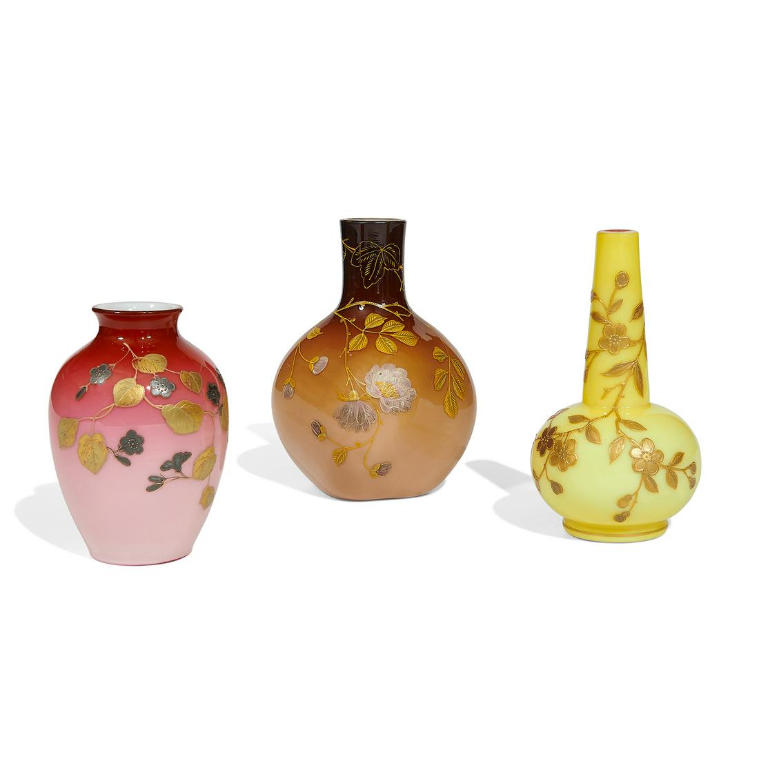 Thomas Webb & Sons vase with foliate decoration (1 of 3)