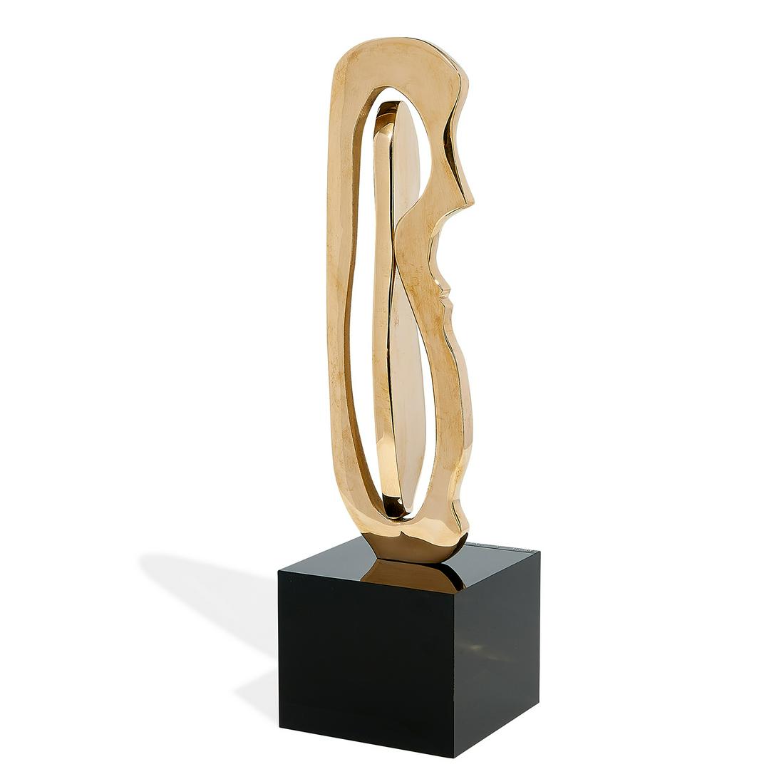 Alfredo Burlini, Adam & Eve, 1975: Alfredo Burlini (American, 1910-2006) Adam & Eve, 1975 plated bronze and acrylic (base) signed and dated edition of 10 15 7/8"h x 5"w x 3 1/4"d