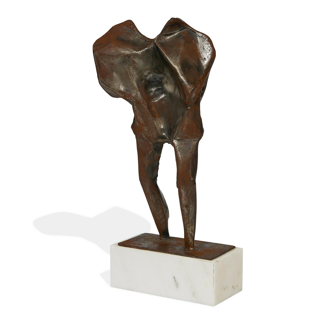 Abbott Pattison, Untitled Figure: Abbott Pattison (American, 1916-1999) Untitled Figure steel and marble (base) signed 15"h x 8"w x 3 7/8"d