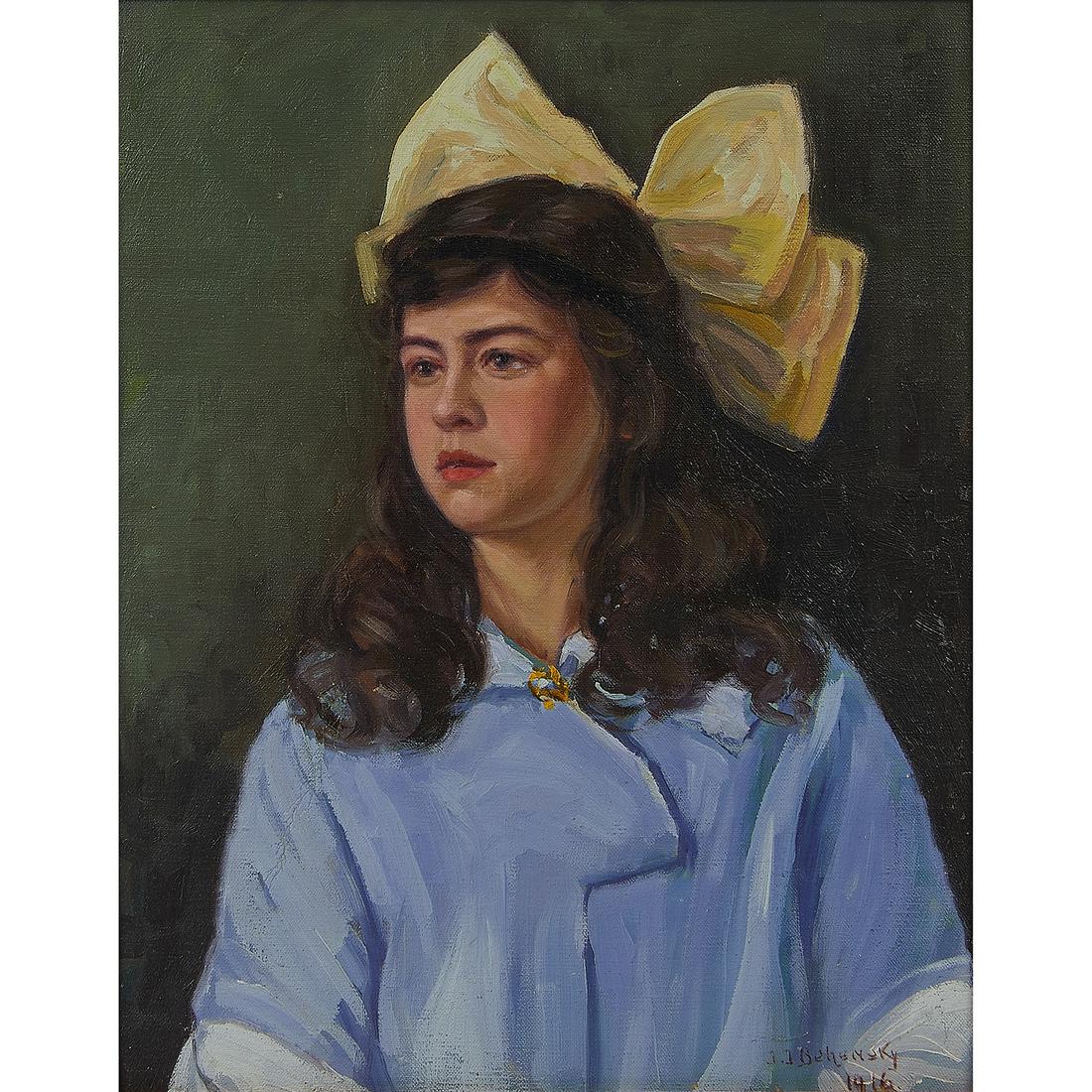 Joseph Behensky, Woman with a Yellow Bow, 1916 (1 of 2)