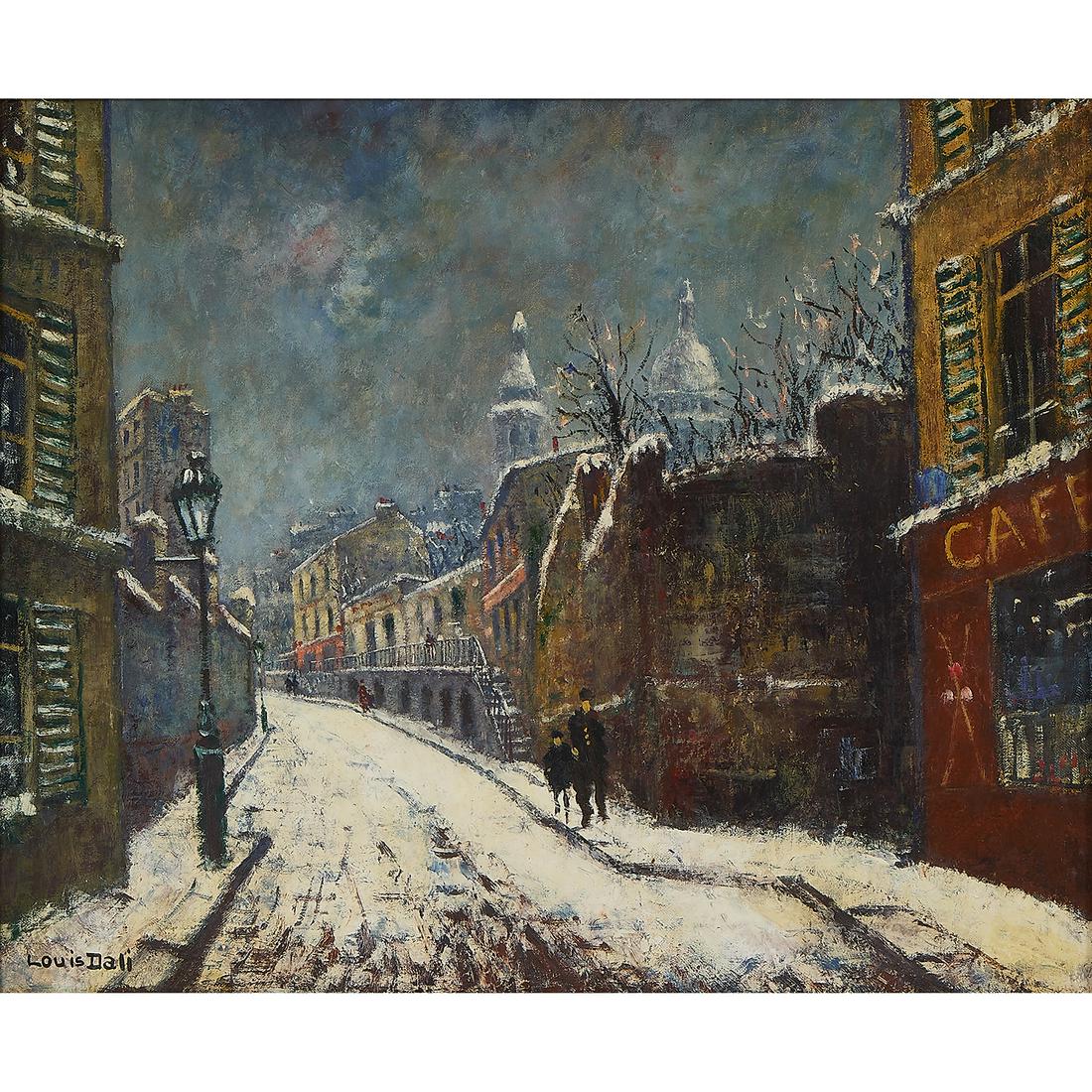 Louis Dali, Montmartre Winter, oil on canvas (1 of 2)