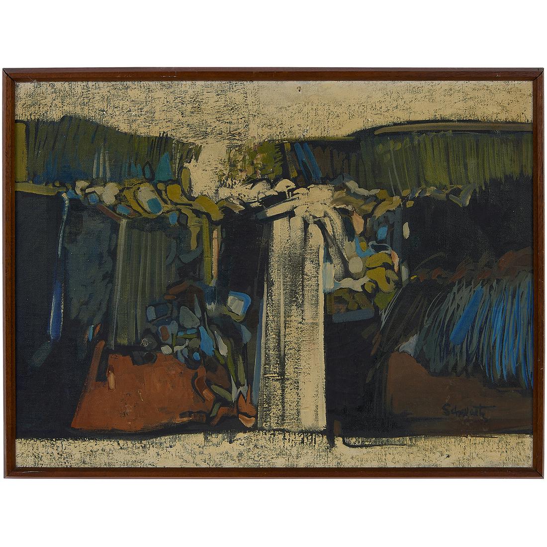 Carl Schwartz, Abstraction, oil on canvas (1 of 2)