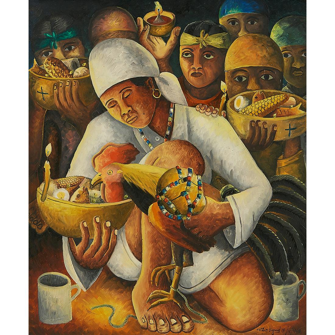 Wilson Bigaud, Feeding the Rooster, 1969 (1 of 2)