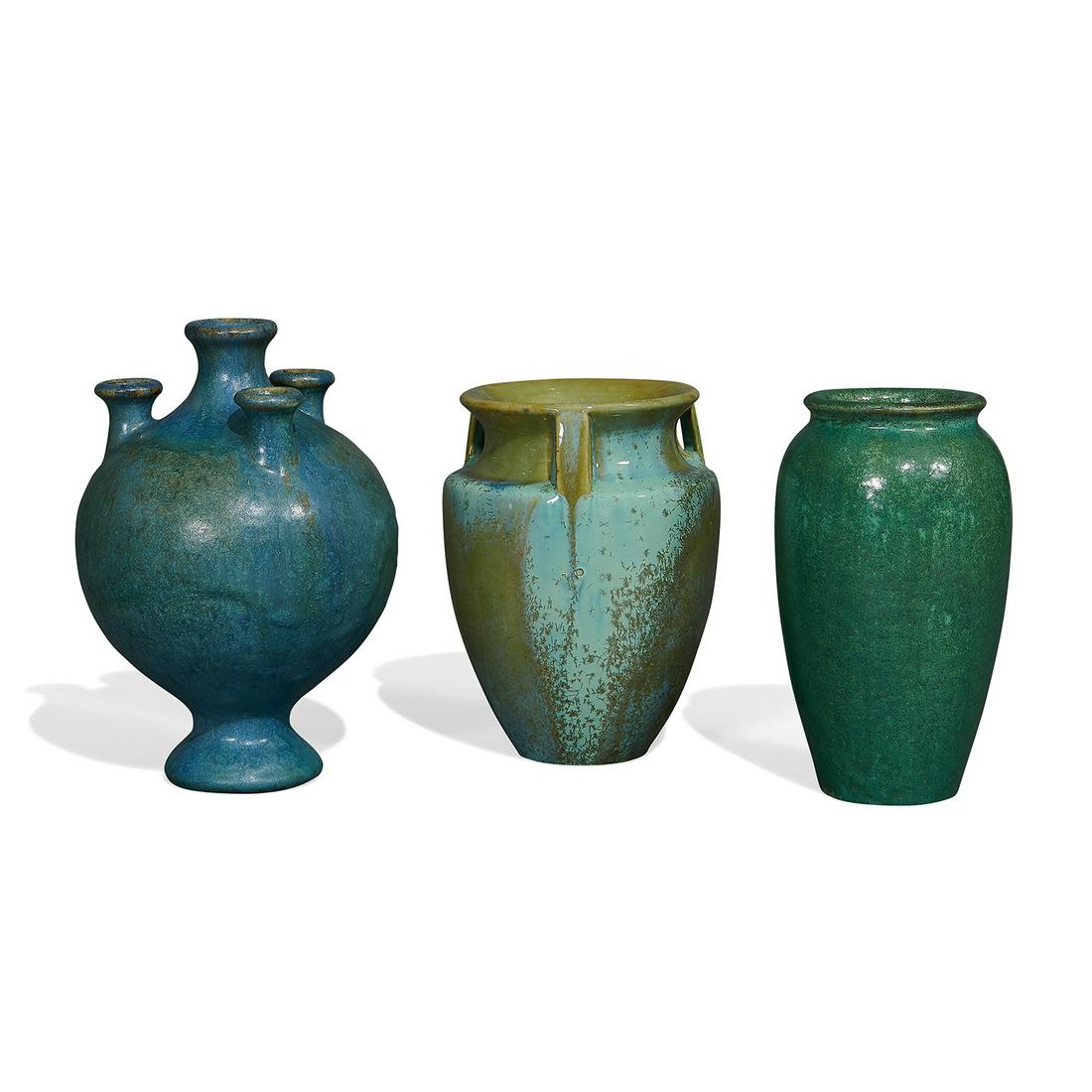 Fulper Pottery Co. group of vases, three (1 of 3)