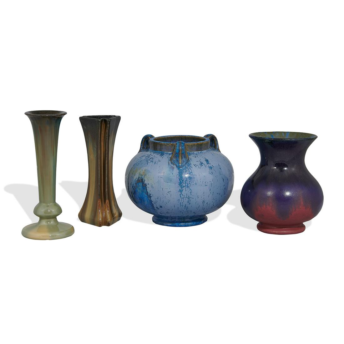 Fulper Pottery Co. group of vases, four (1 of 3)