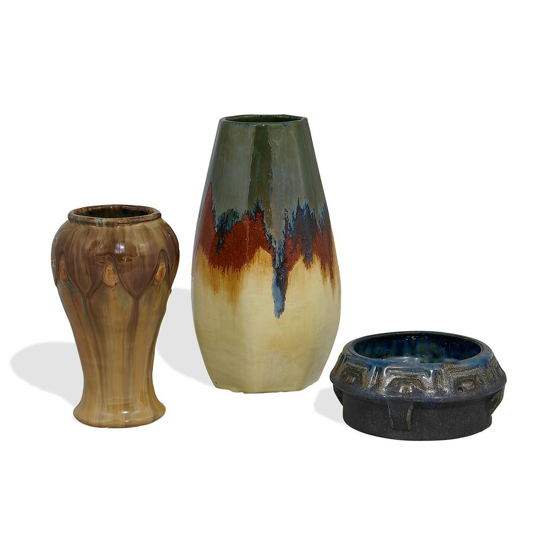 Fulper Pottery Co. group of vases, three (1 of 3)