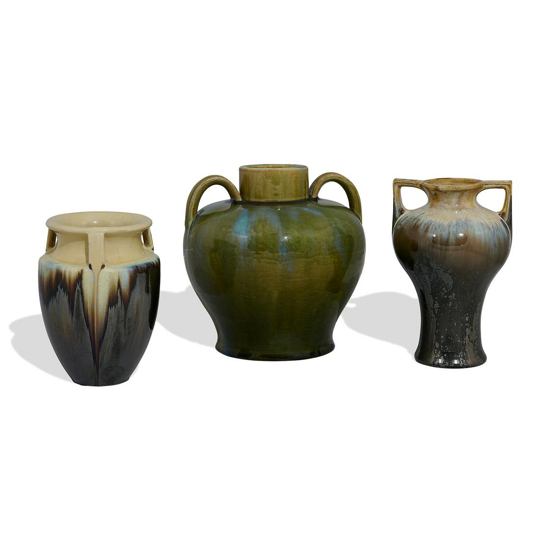 Fulper Pottery Co. group of vases, three (1 of 2)