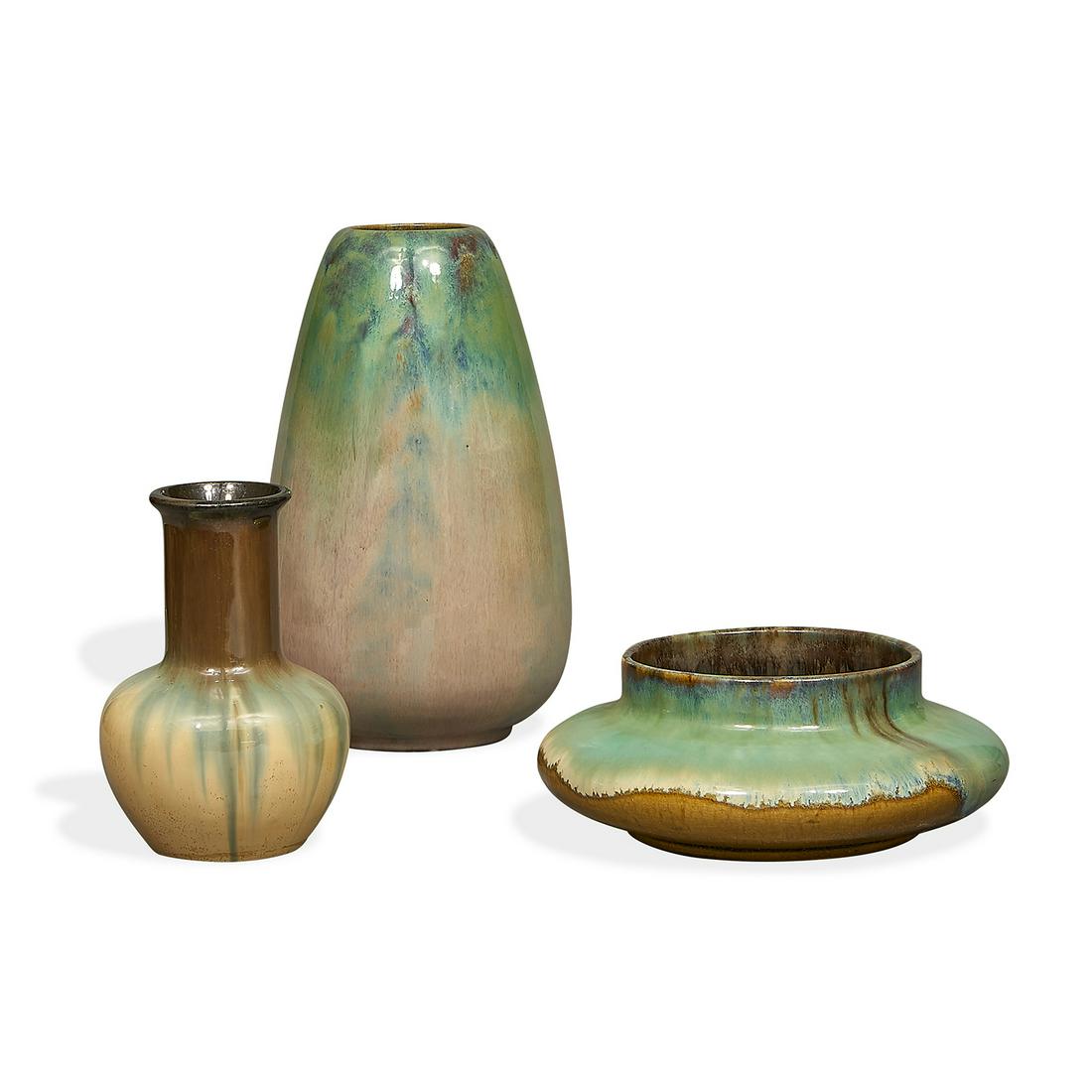 Fulper Pottery Co. group of vases, three (1 of 3)