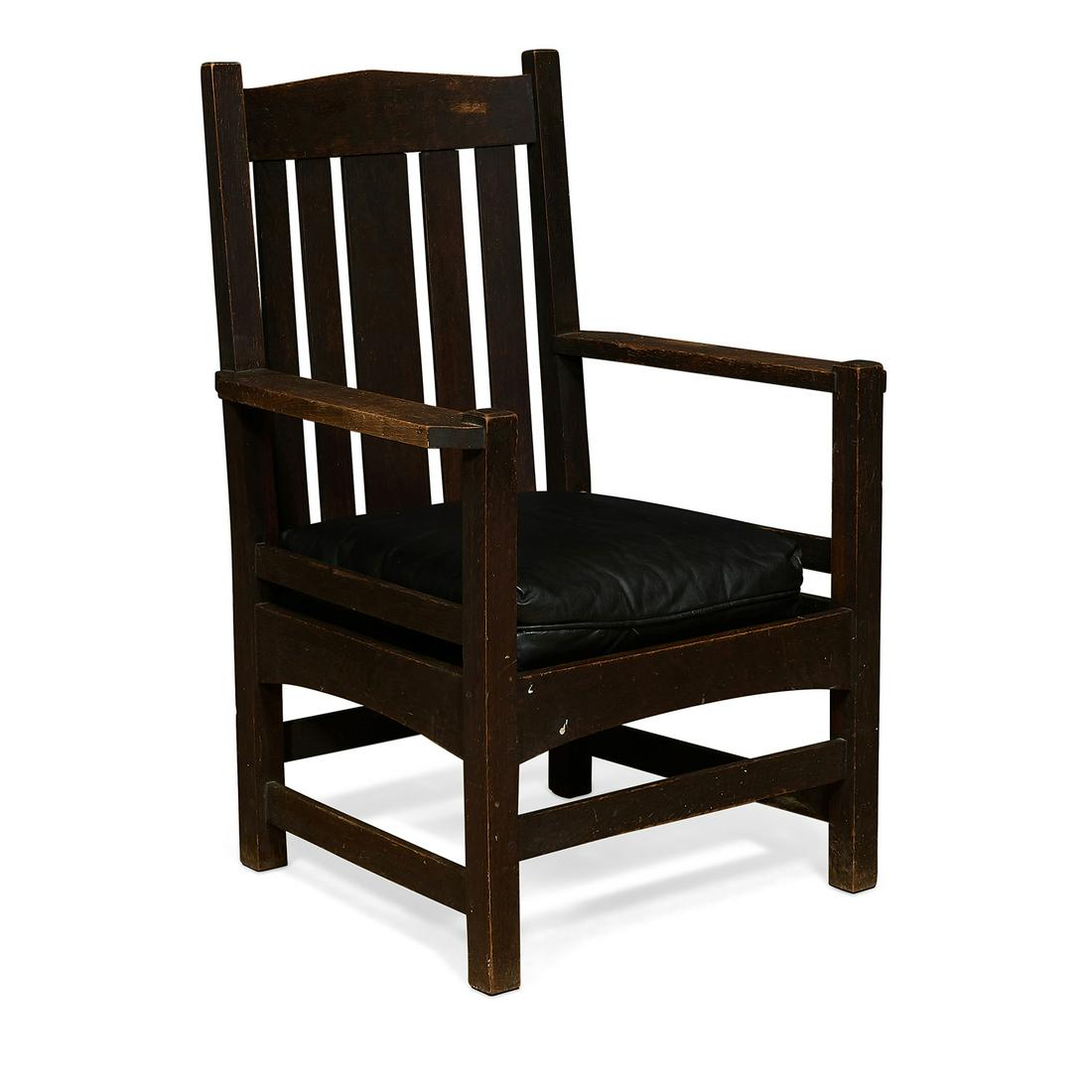 L. & J.G. Stickley Onondaga Shops armchair, #750: L. & J.G. Stickley from the Onondaga Shops armchair, #750 Fayetteville, New York oak unmarked 27"w x 23"d x 39"h Literature: Davidoff, Donald A., and Robert L. Zarrow, Early L. & J.G. Stickley Furnitu