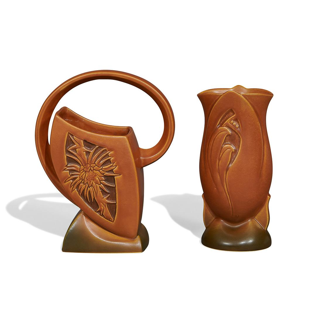 Roseville Pottery Co. Silhouette basket and vase (1 of 3)