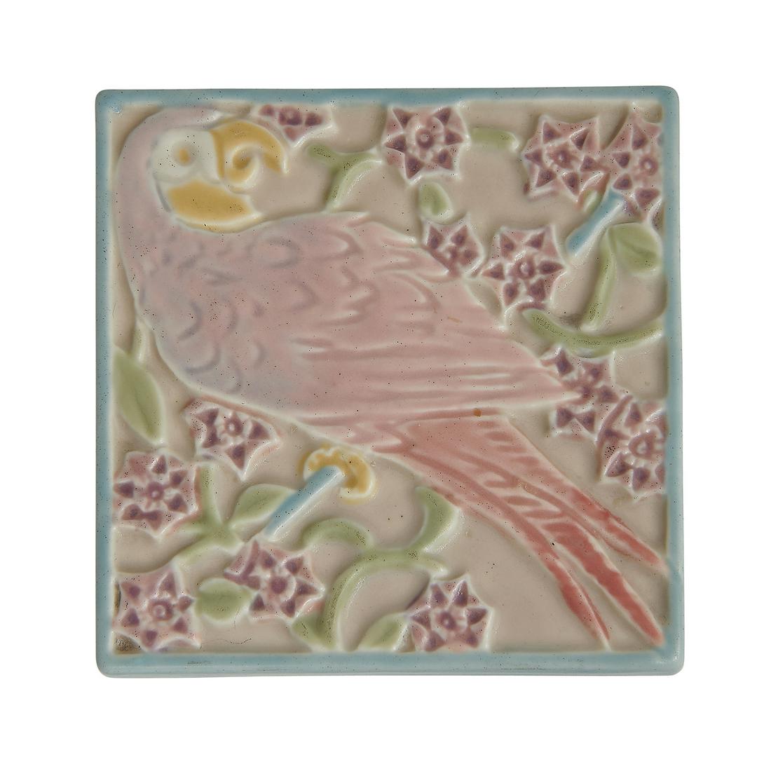 Rookwood Pottery Parrot trivet, #3077 (1 of 2)
